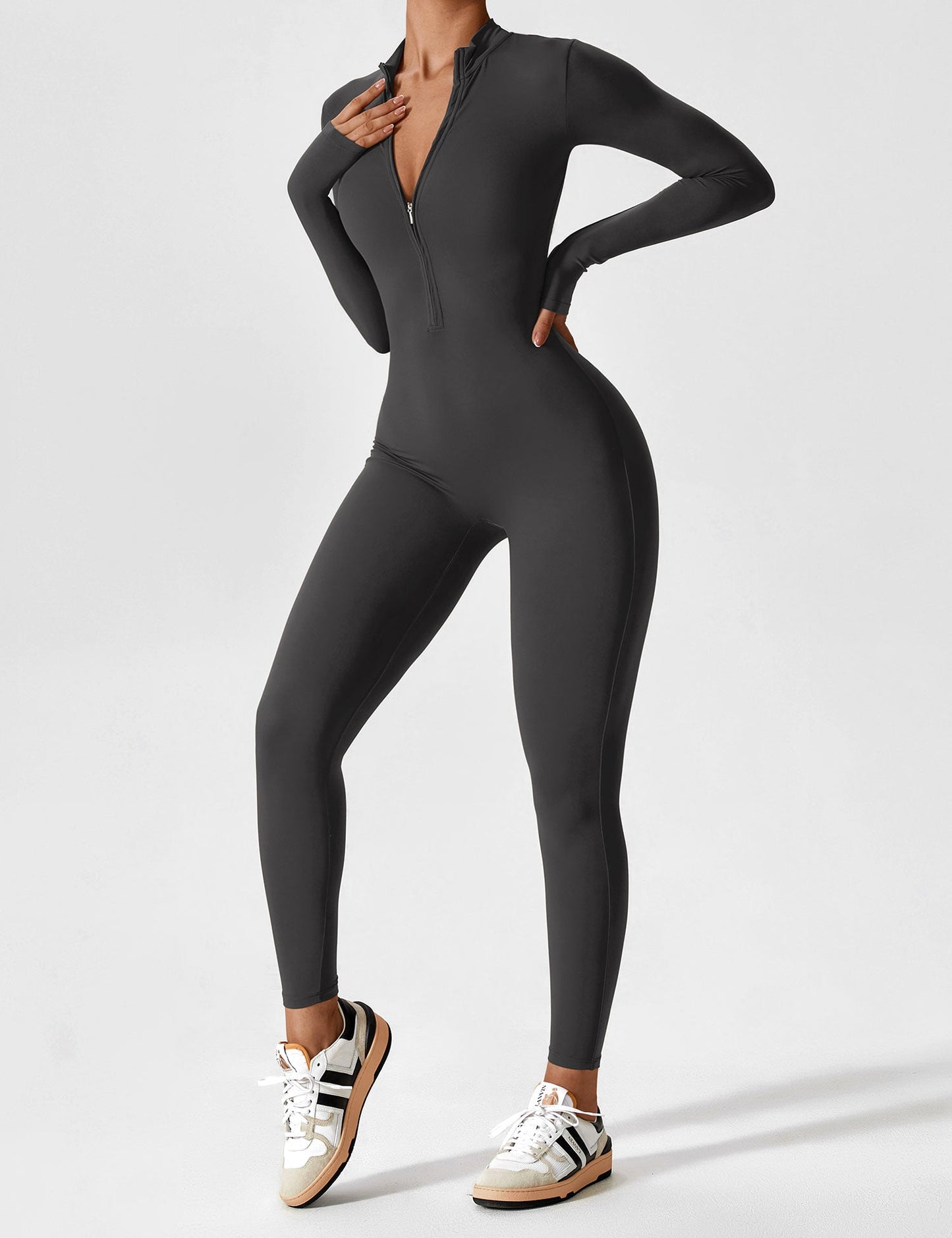Long Sleeve Zipper Jumpsuit