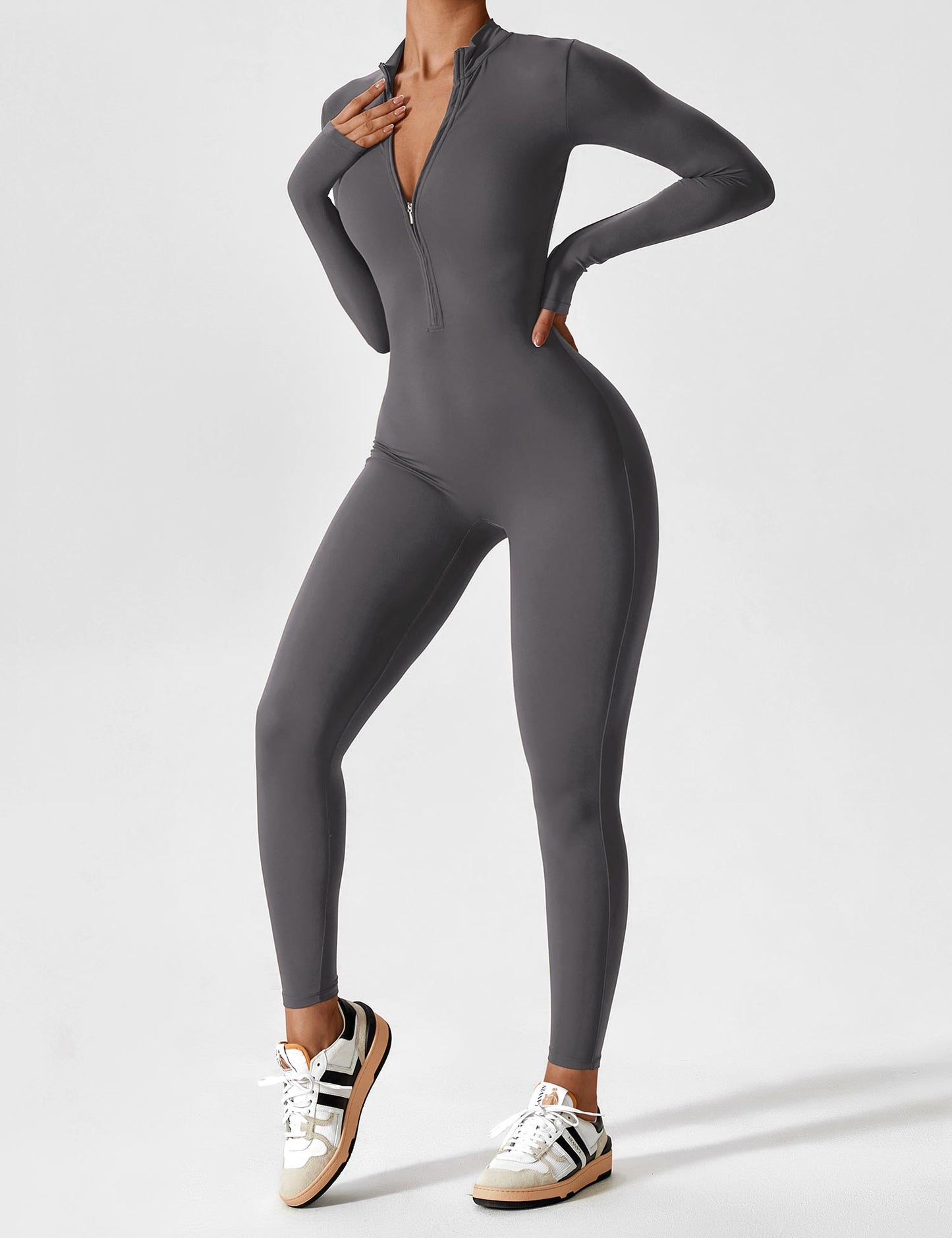 Long Sleeve Zipper Jumpsuit