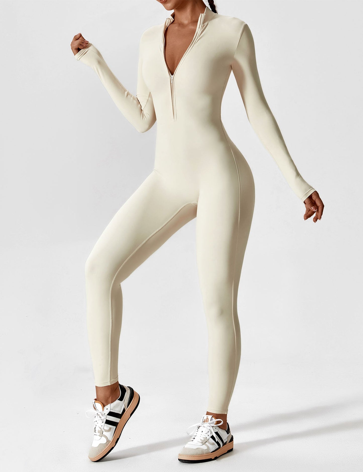 Long Sleeve Zipper Jumpsuit