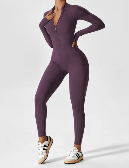 Long Sleeve Zipper Jumpsuit