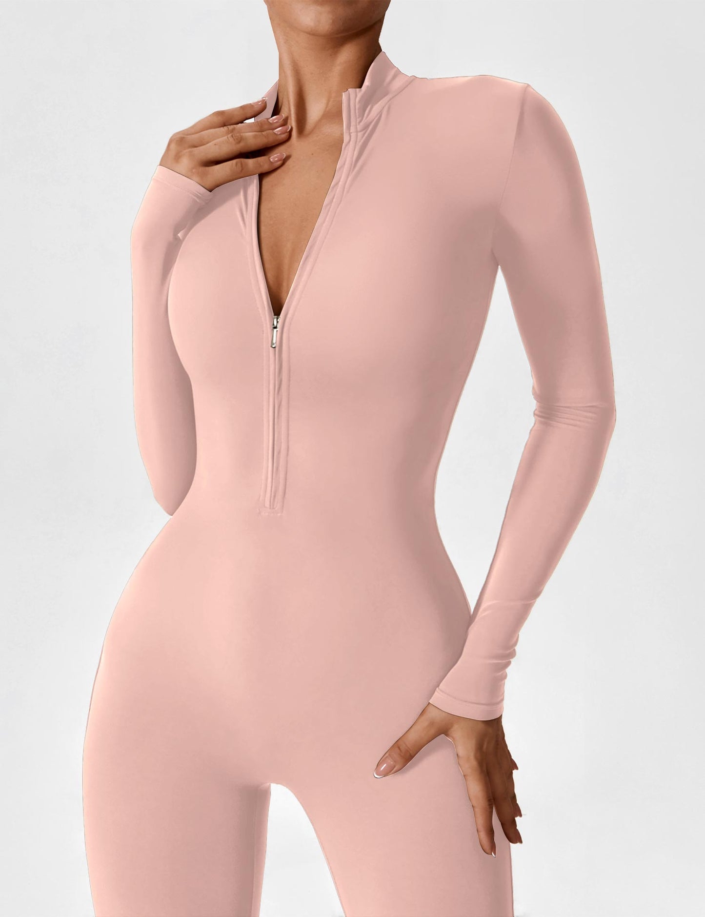 Long Sleeve Zipper Jumpsuit