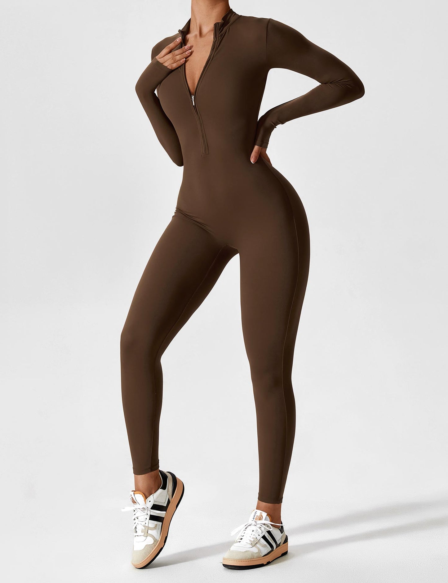 Long Sleeve Zipper Jumpsuit