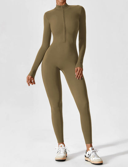 Long Sleeve Zipper Jumpsuit