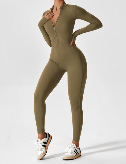 Long Sleeve Zipper Jumpsuit