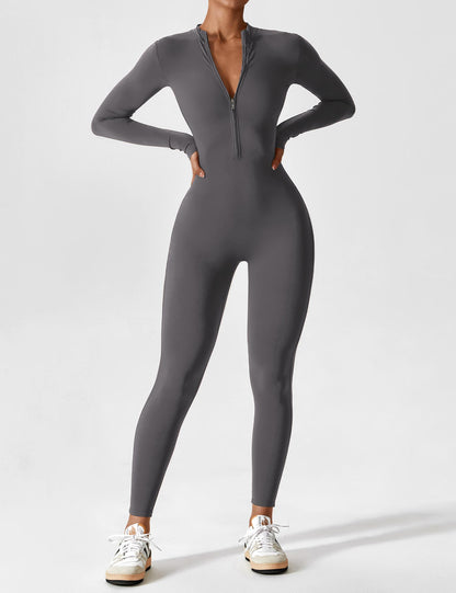 Long Sleeve Zipper Jumpsuit