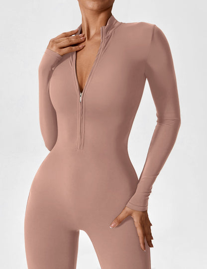 Long Sleeve Zipper Jumpsuit