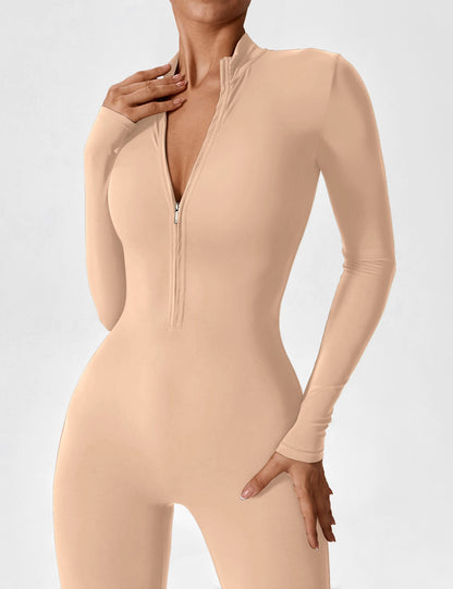 Long Sleeve Zipper Jumpsuit