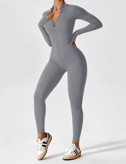 Long Sleeve Zipper Jumpsuit