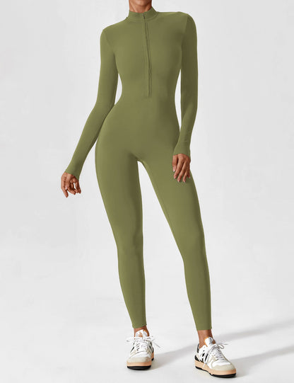 Long Sleeve Zipper Jumpsuit