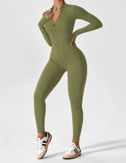 Long Sleeve Zipper Jumpsuit