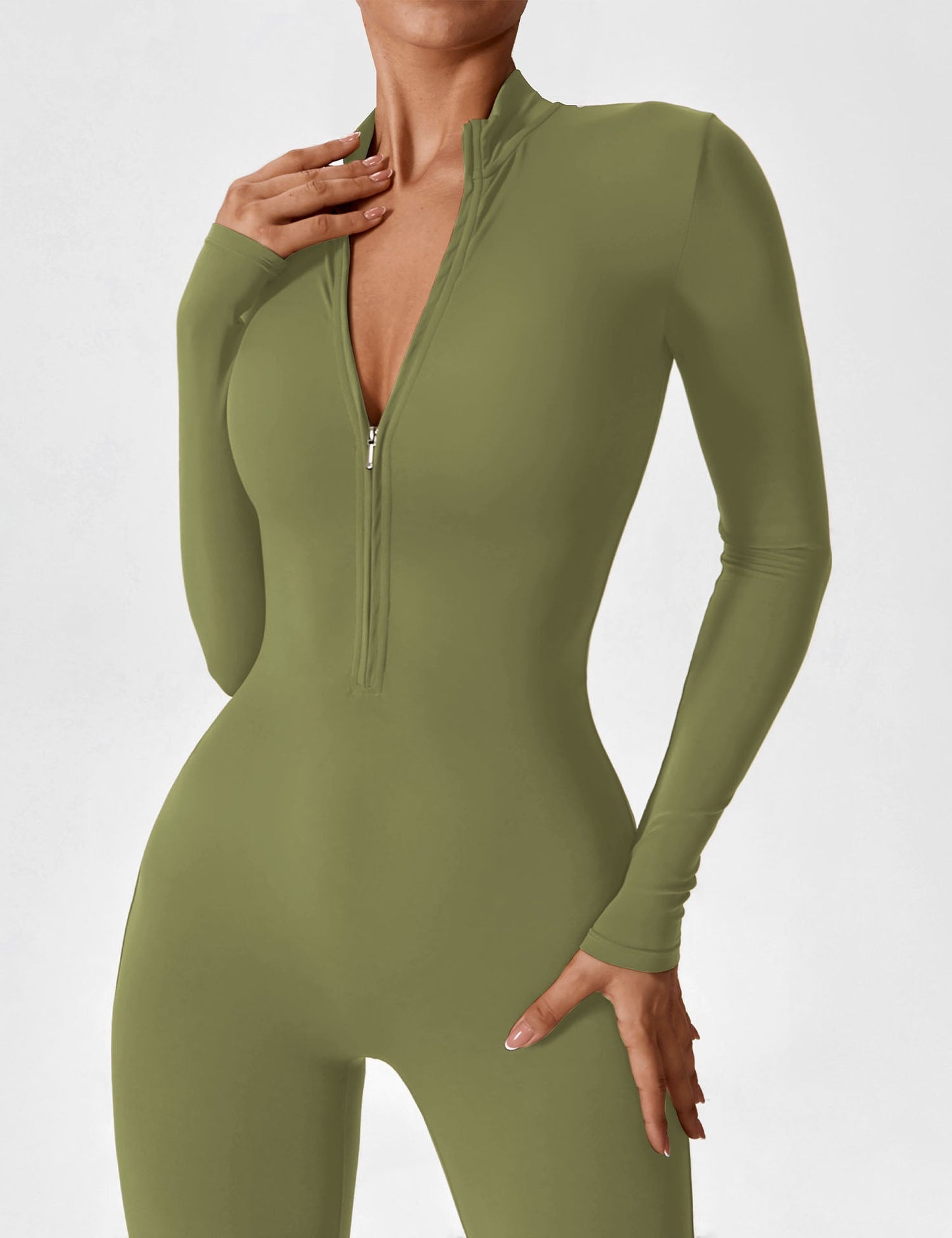 Long Sleeve Zipper Jumpsuit